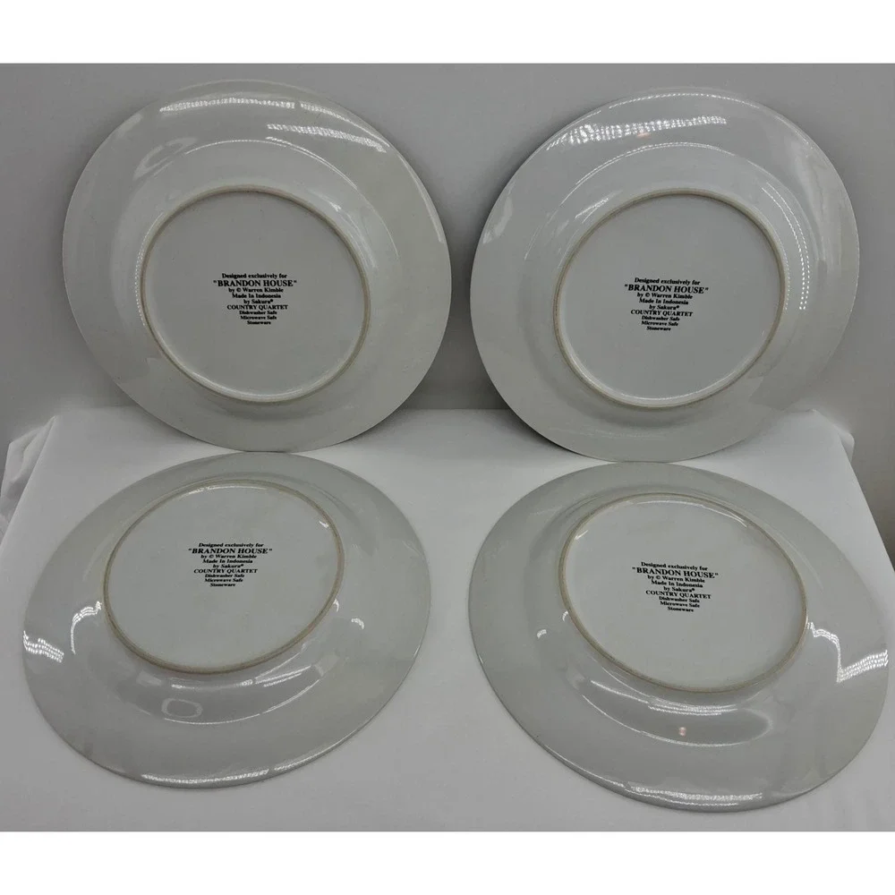 Vtg 1990s Brandon House Warren Kimble Country Quartet Stoneware Rooster Designs